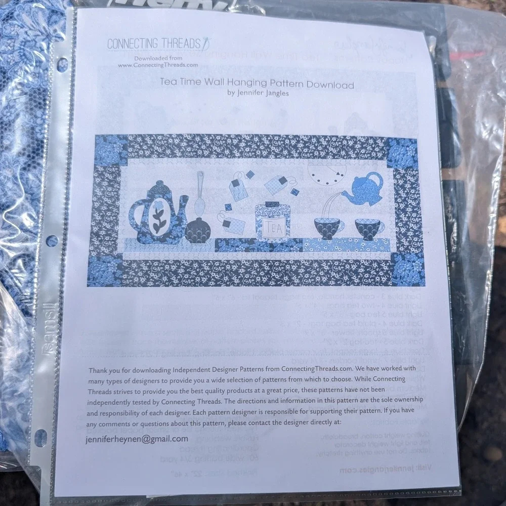 Connecting Threads Royal Delft Fabric Bundle Tea Time Wall Hanging Pattern Blue